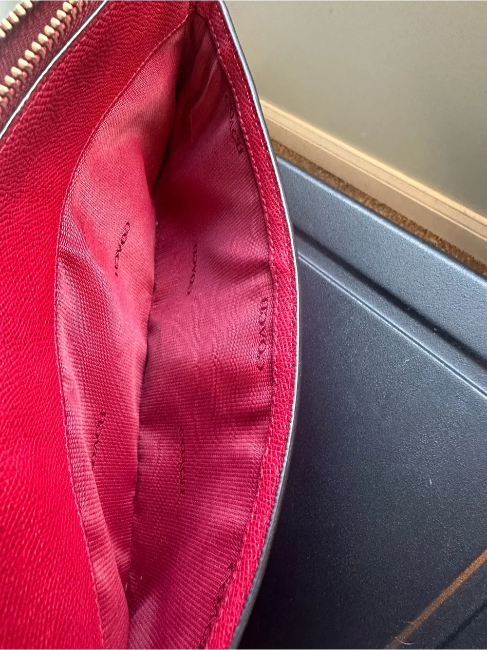 Coach Red Leather Messenger Crossbody with Gold Hardware